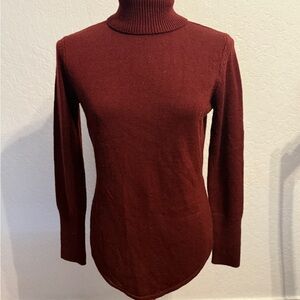 Women's Burgundy Turtleneck Sweater with Side Slit